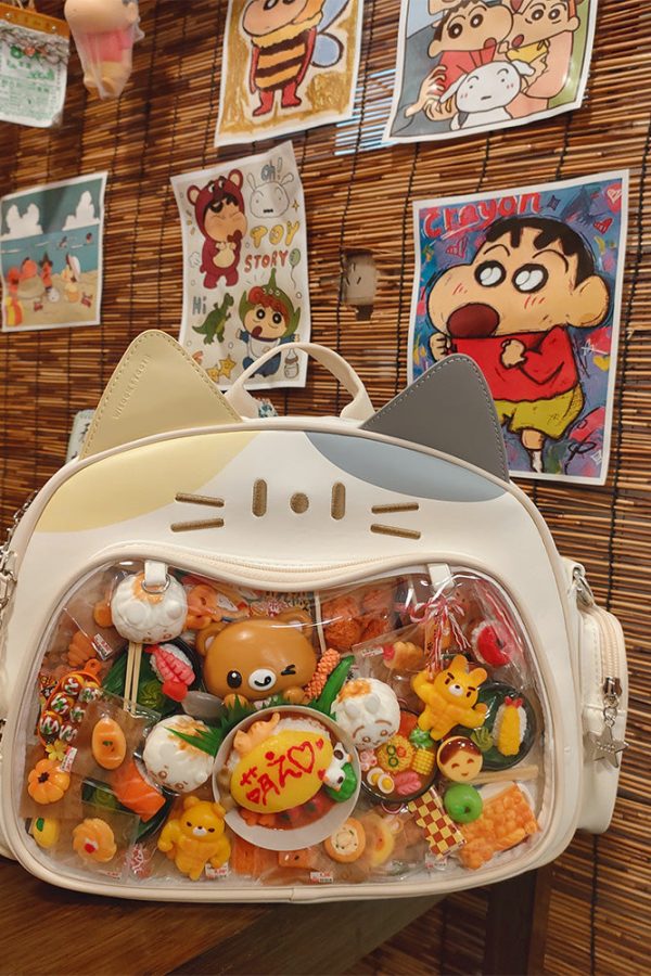 Y2K Japan Silver Cat Pin Backpack