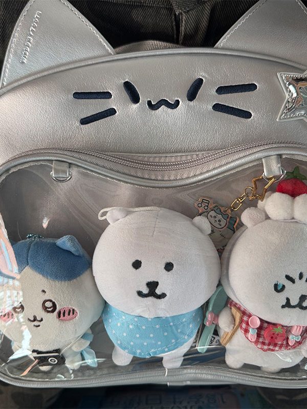 Y2K Japan Silver Cat Pin Backpack