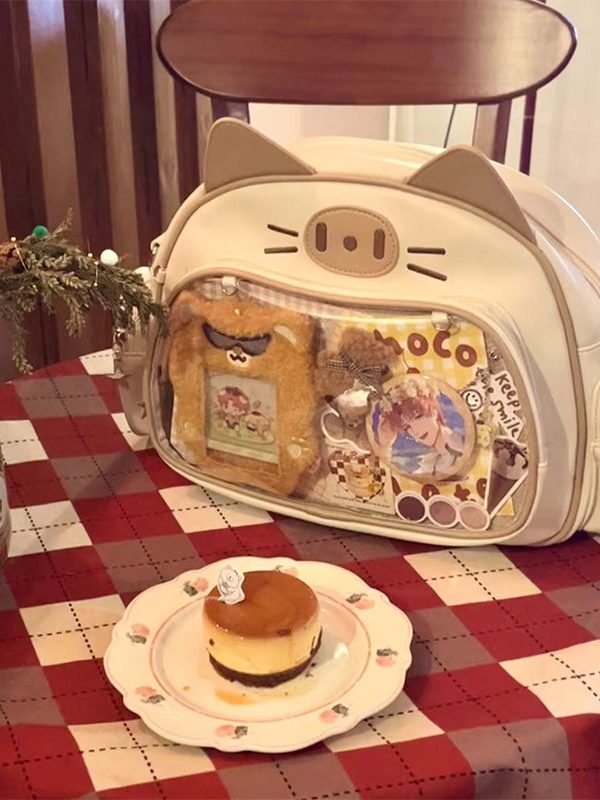 Y2K Japan Silver Cat Pin Backpack