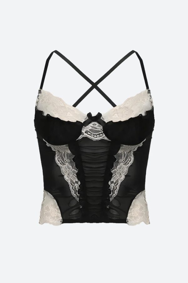 Y2K Lace Sheer Cropped Top