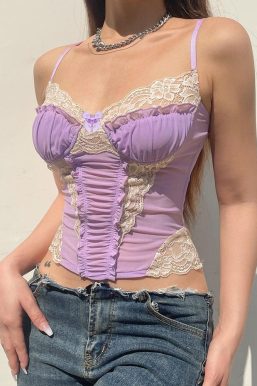 Y2K Lace Strap Crop Top