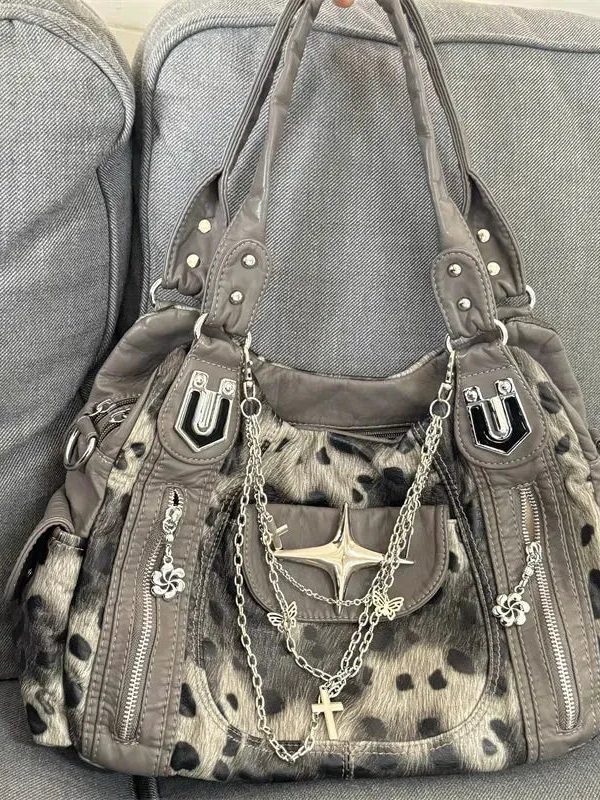 Y2K Leopard Faux Fur Bag