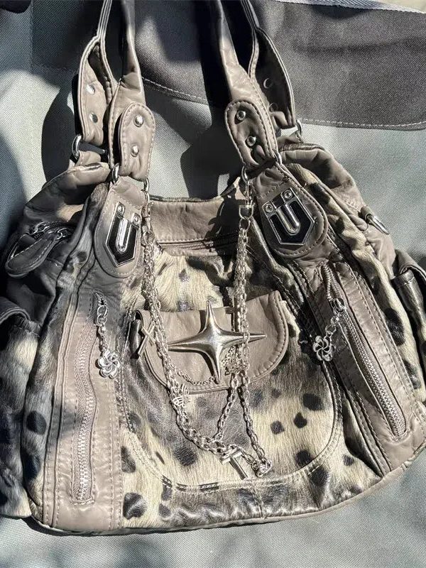 Y2K Leopard Faux Fur Bag