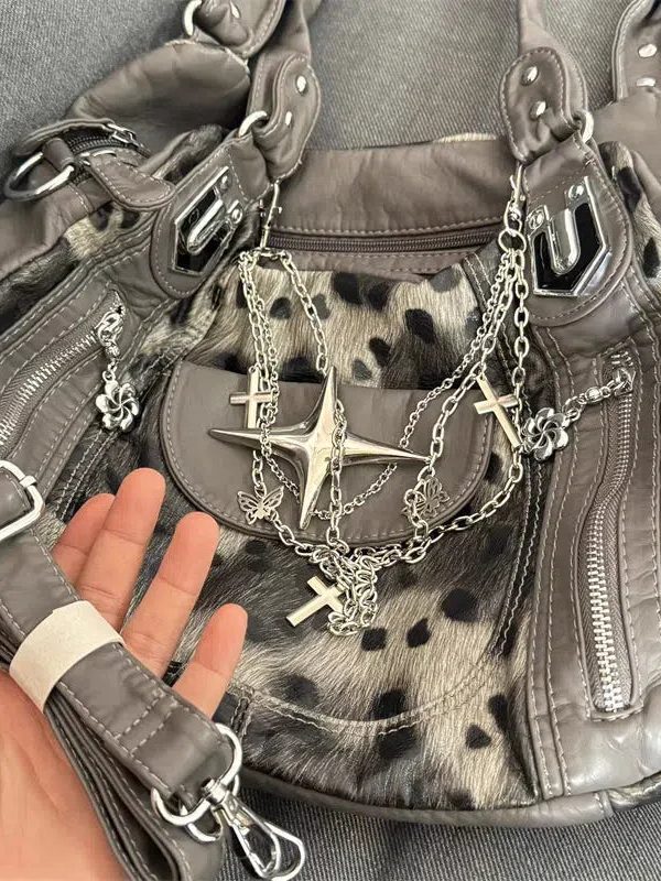 Y2K Leopard Faux Fur Bag