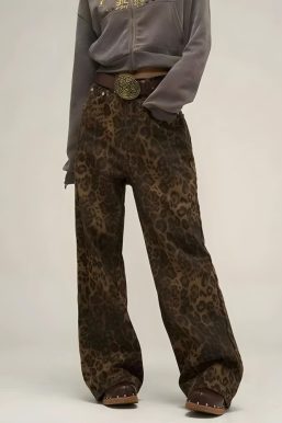 Y2K Leopard Straight Leg Pants