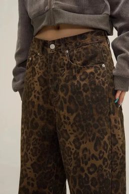 Y2K Leopard Straight Leg Pants