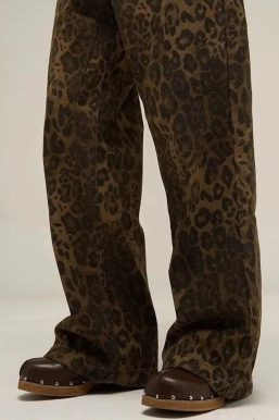 Y2K Leopard Straight Leg Pants