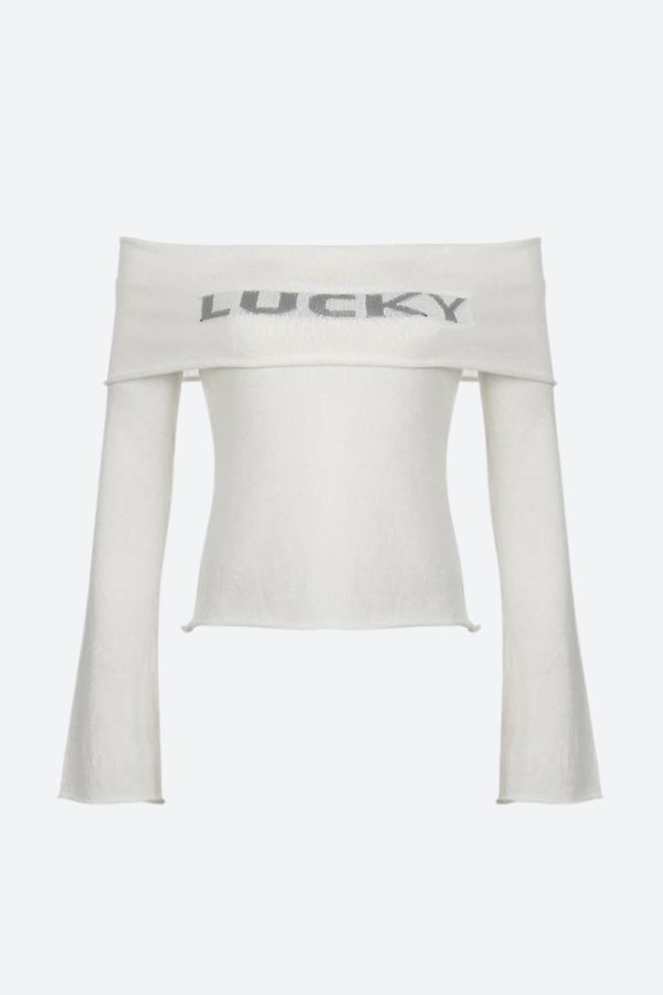 Y2K Lucky Girl Off Shoulder Top