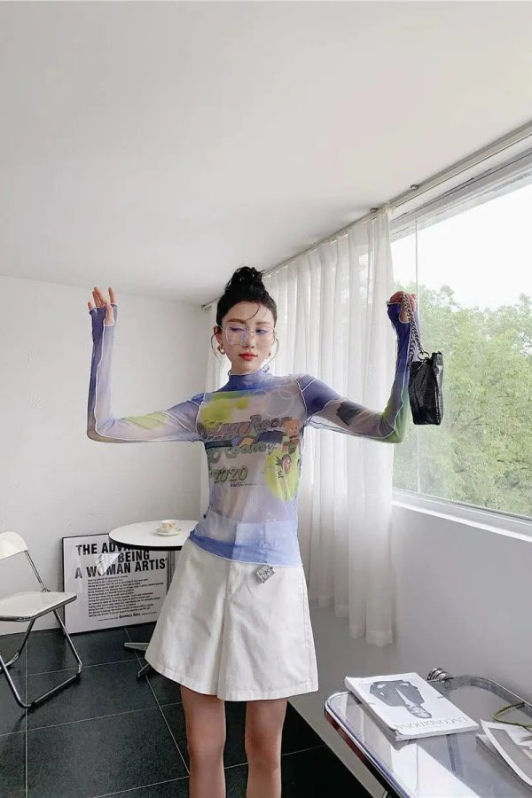 Y2K Minecraft Mesh Top