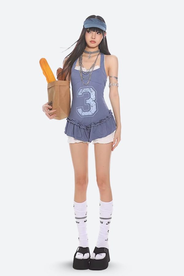 Y2K Mini Dress & Shorts Two Piece Set