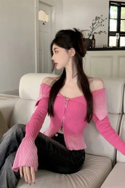 Y2K Off Shoulder Cardigan