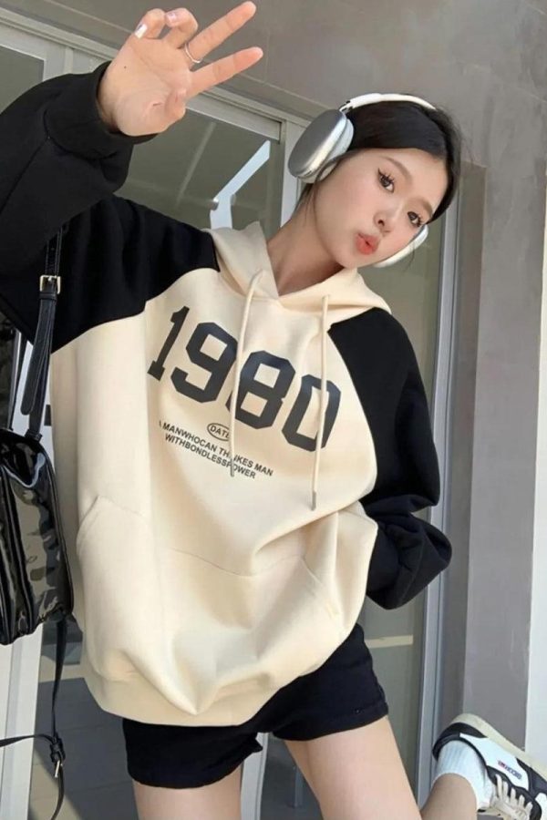 Y2K Oversized Patchwork Hoodie