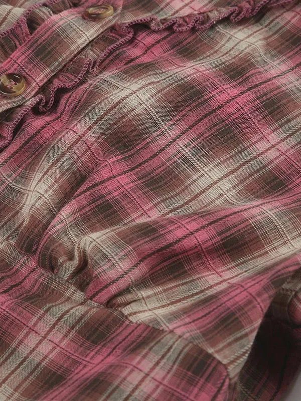 Y2K Plaid Ruffled Shirt