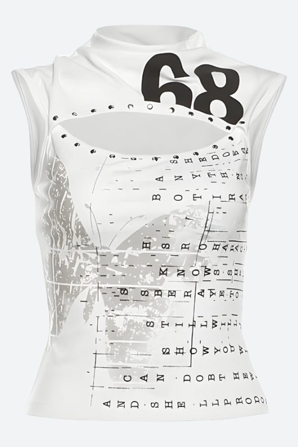 Y2K Printed Cut Out Top