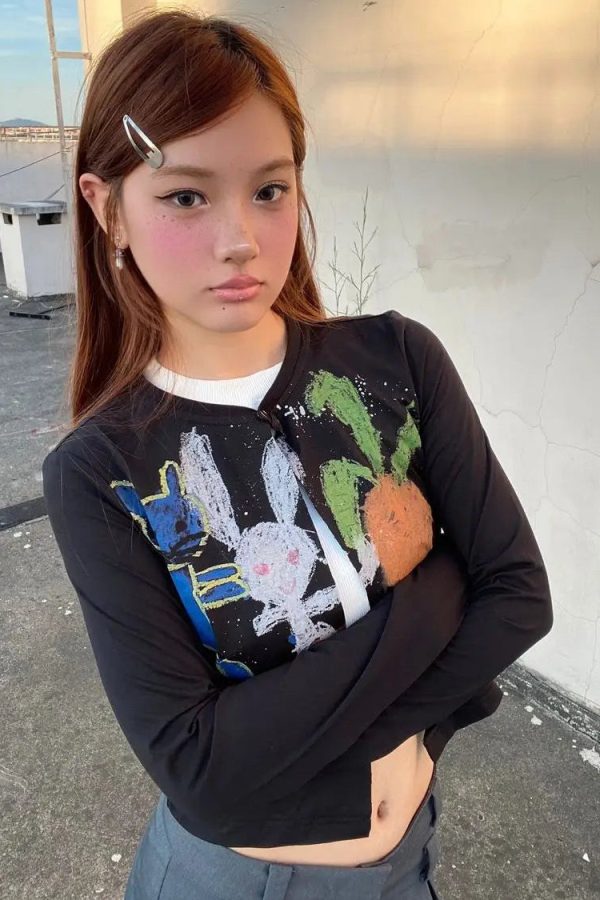 Y2K Rabbit Cropped Cardigan