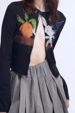 Y2K Rabbit Cropped Cardigan