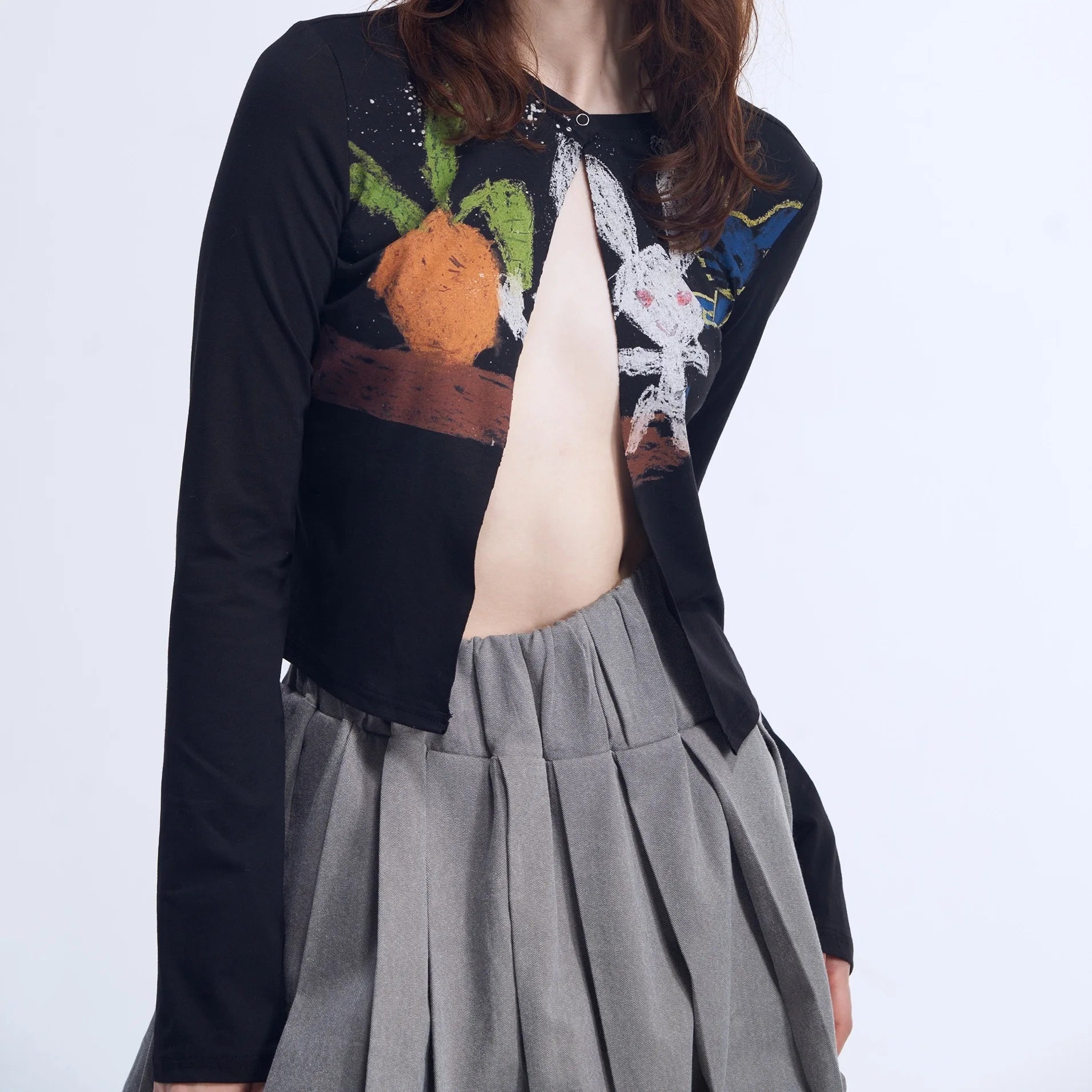 Y2K Rabbit Cropped Cardigan