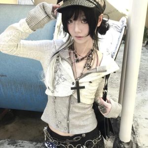 Y2K Rhinestone Layered Cardigan