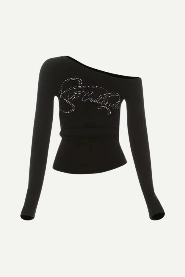 Y2K Rhinestone One Shoulder Top