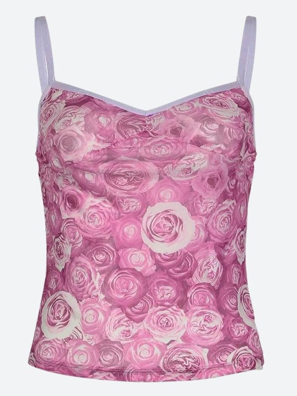 Y2K Rose Mesh Top