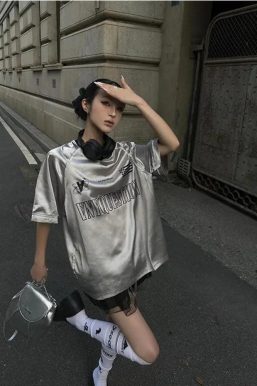 Y2K Silver Oversized Tee