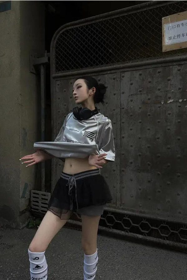 Y2K Silver Oversized Tee