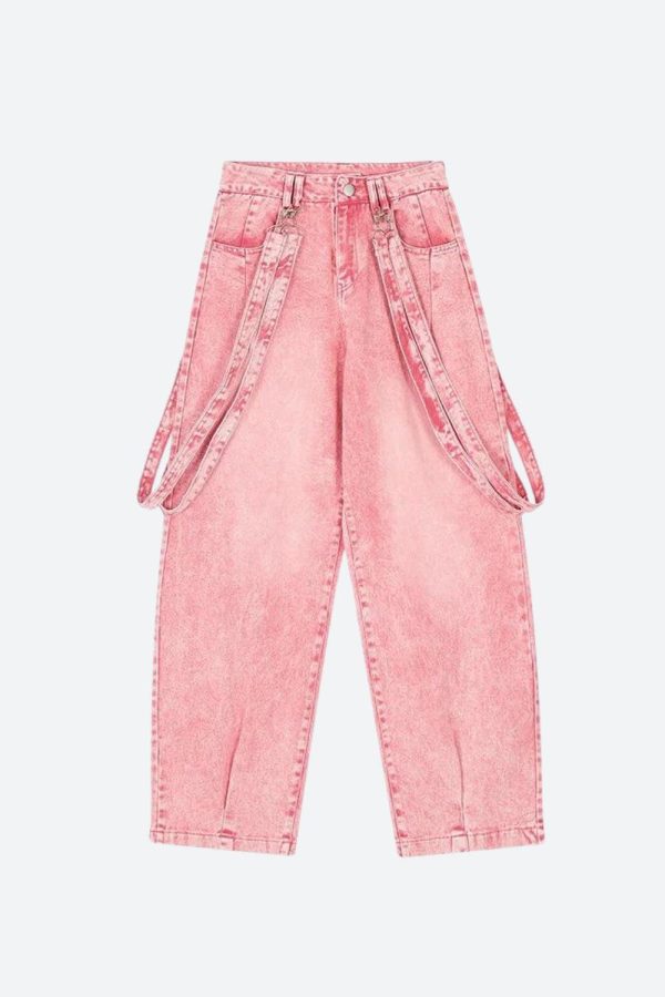 Y2K Soft Girl Double Belted Baggy Jeans