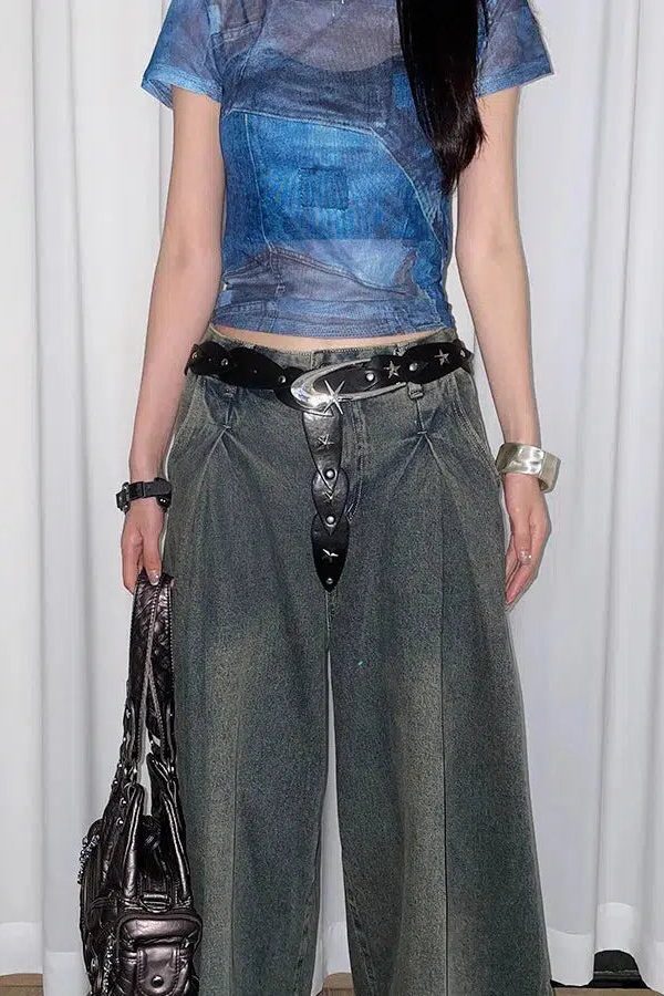 Y2K Star Buckle Belt