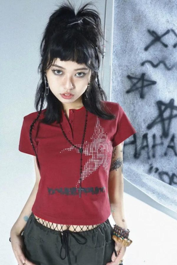 Y2K Star Button-Up Tee