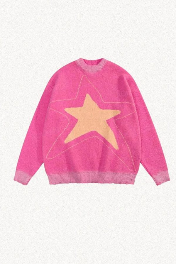 Y2K Star Distressed Sweater