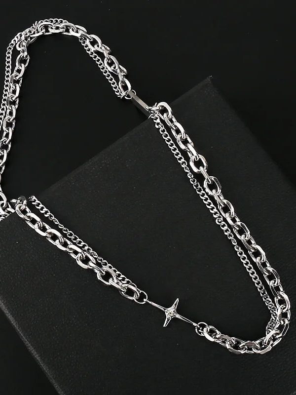 Y2K Star Double Chain Necklace