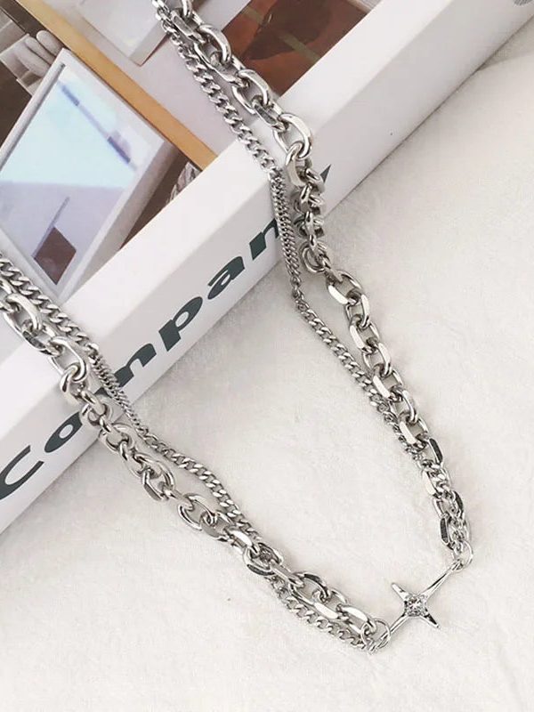 Y2K Star Double Chain Necklace