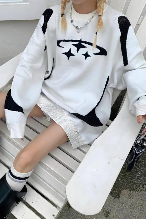 Y2K Star Futuristic Knitted Sweater