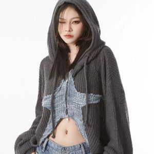 Y2K Star Hooded Cardigan