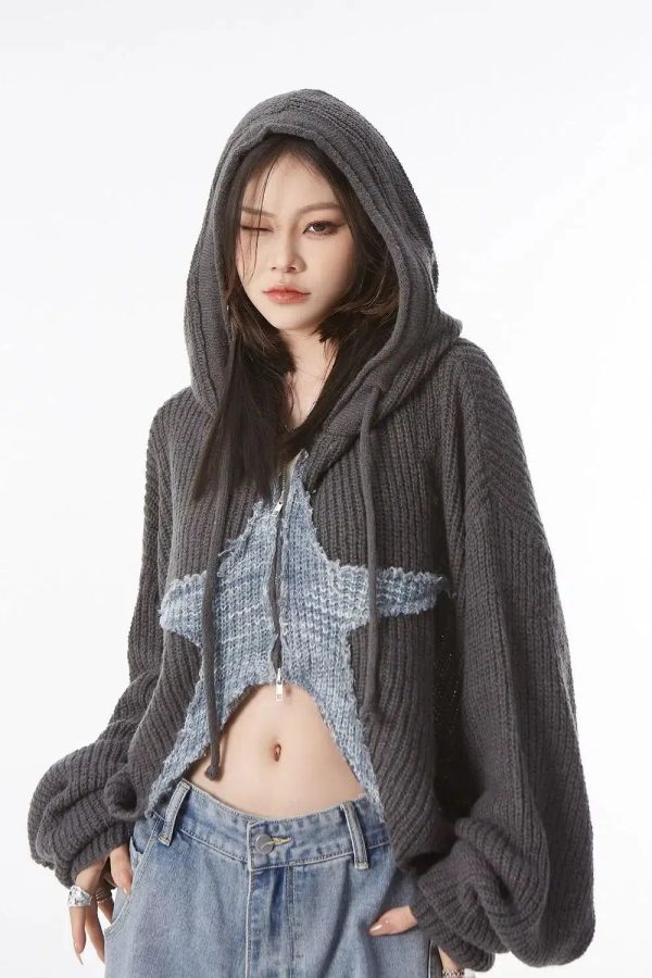Y2K Star Hooded Cardigan