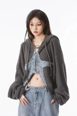 Y2K Star Hooded Cardigan