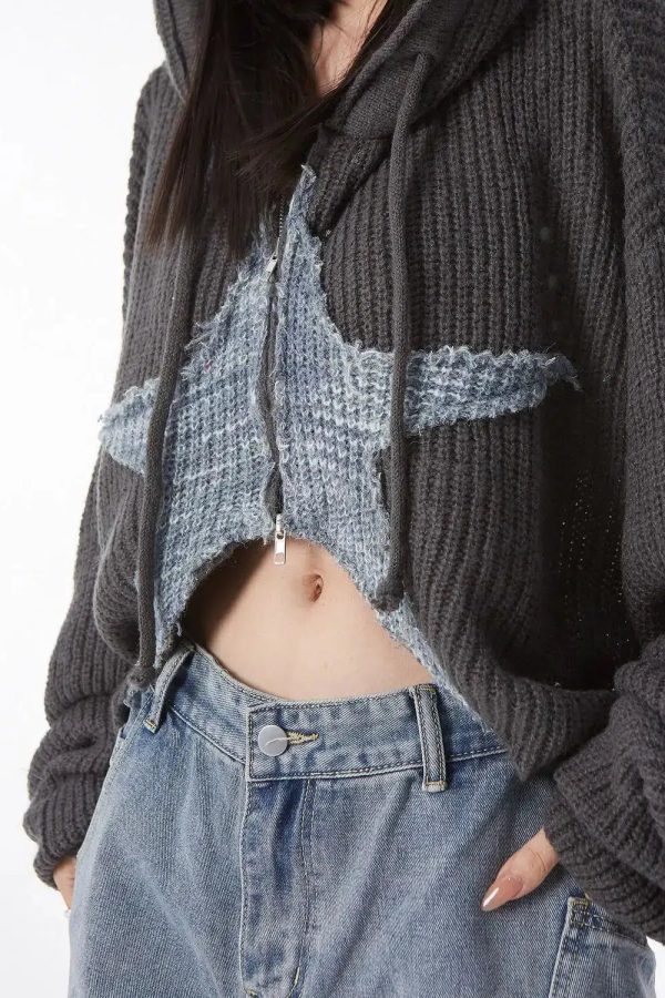 Y2K Star Hooded Cardigan