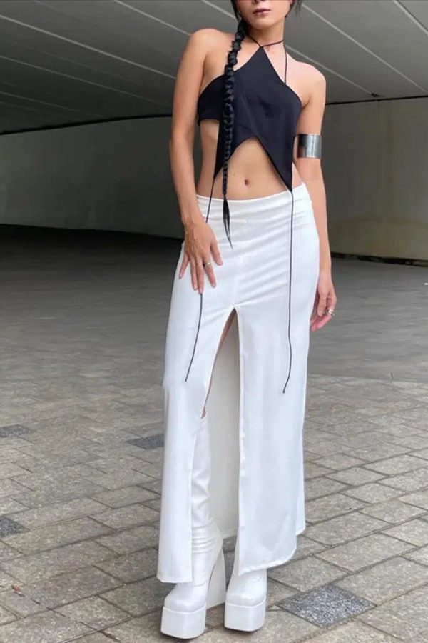 Y2k Star Lace Up Backless Top