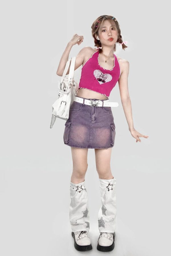 Y2k Star Patch Belted Leg Warmers for Retro Fashion Enthusiasts