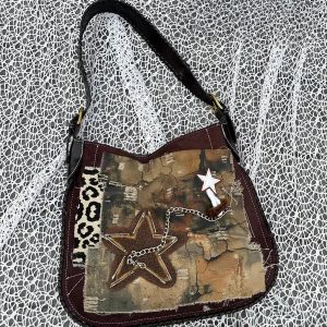 Y2K Star Patch Distressed Bag