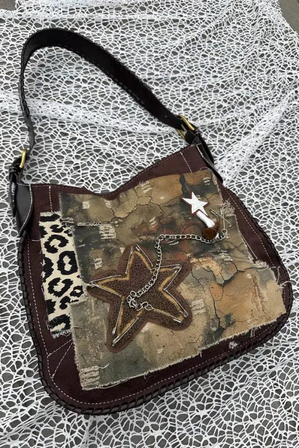 Y2K Star Patch Distressed Bag