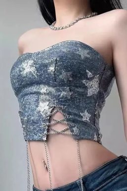 Y2K Star Sequined Crop Top