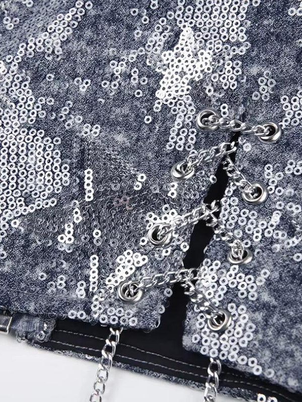 Y2K Star Sequined Crop Top