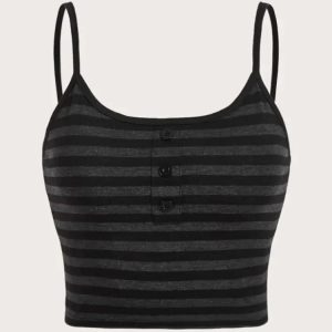 Y2K Striped Button Crop Top