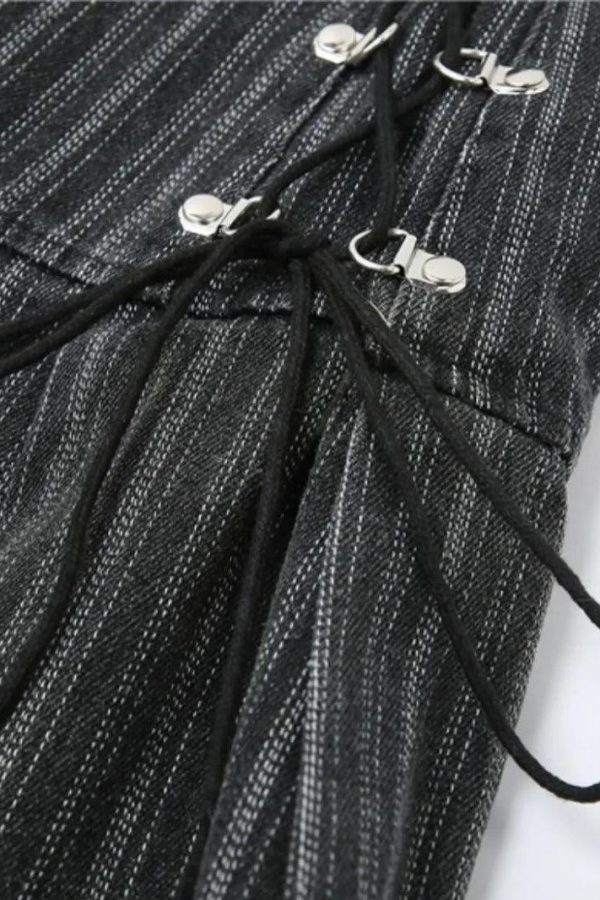 Y2K Striped Lace Up Mini Skirt