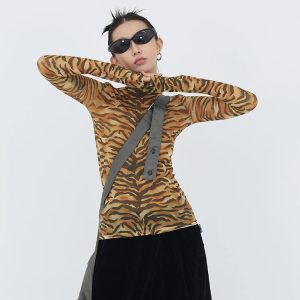 Y2K Tiger Mesh Top
