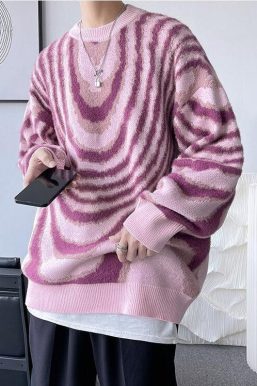 Y2K Wavy Striped Knitted Sweater
