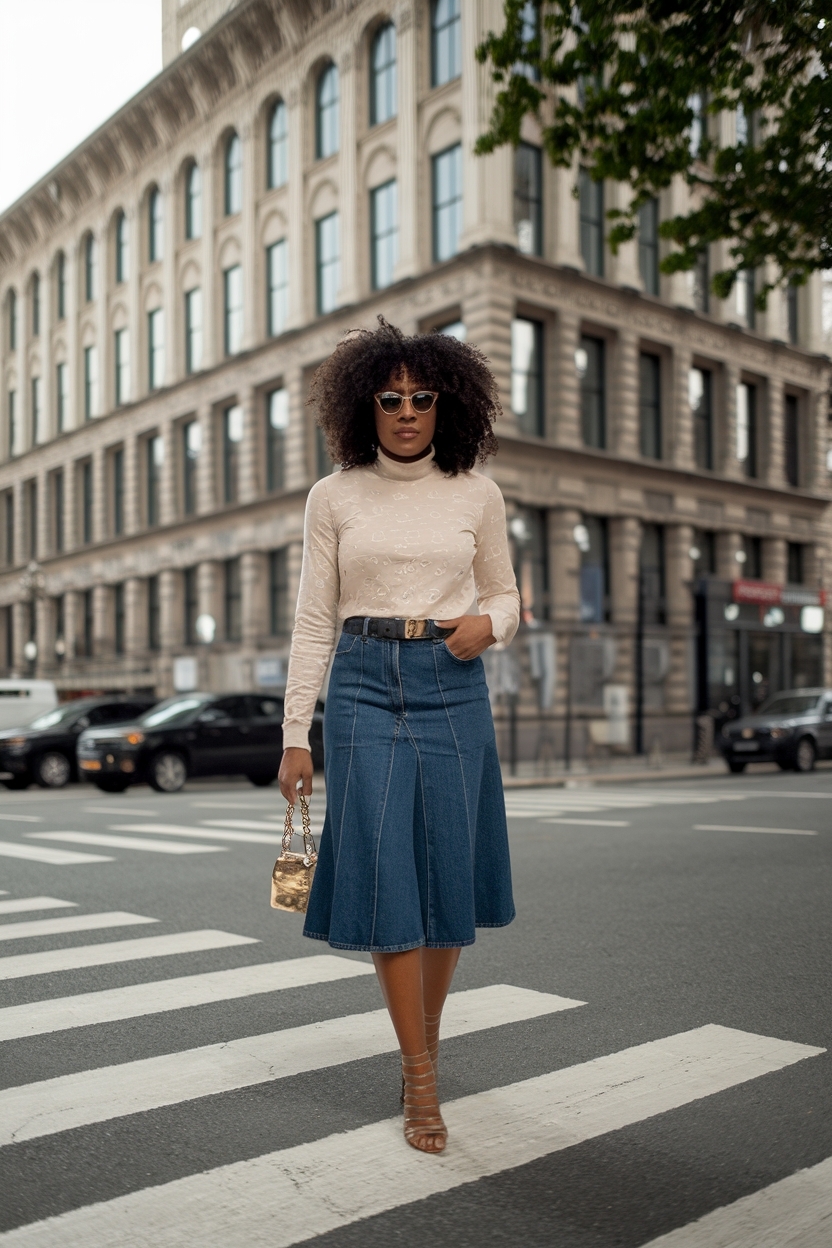 Y2K Denim Skirt Outfit Black Women: Retro Vibes outfit idea
