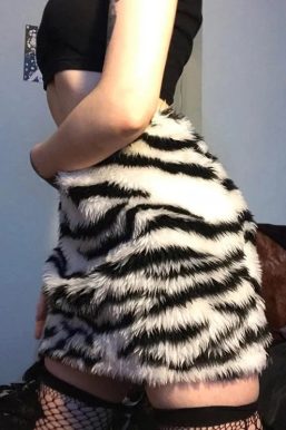 Zebra Fluffy Mini Skirt