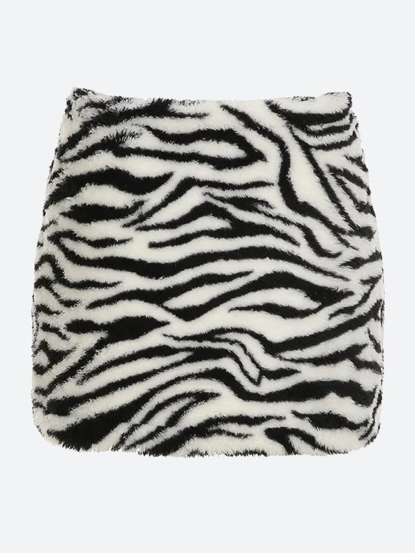 Zebra Fluffy Mini Skirt